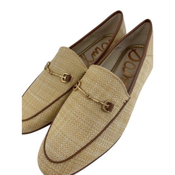 New Sam Edelman Womens Natural Raffia Loafers Gold Bit Detail Size 10M Slip On - Picture 2 of 14